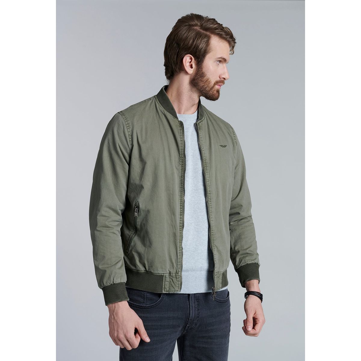 FEROUCH - Chaqueta Bomber Garment Dyed Fj Verde Ferouch