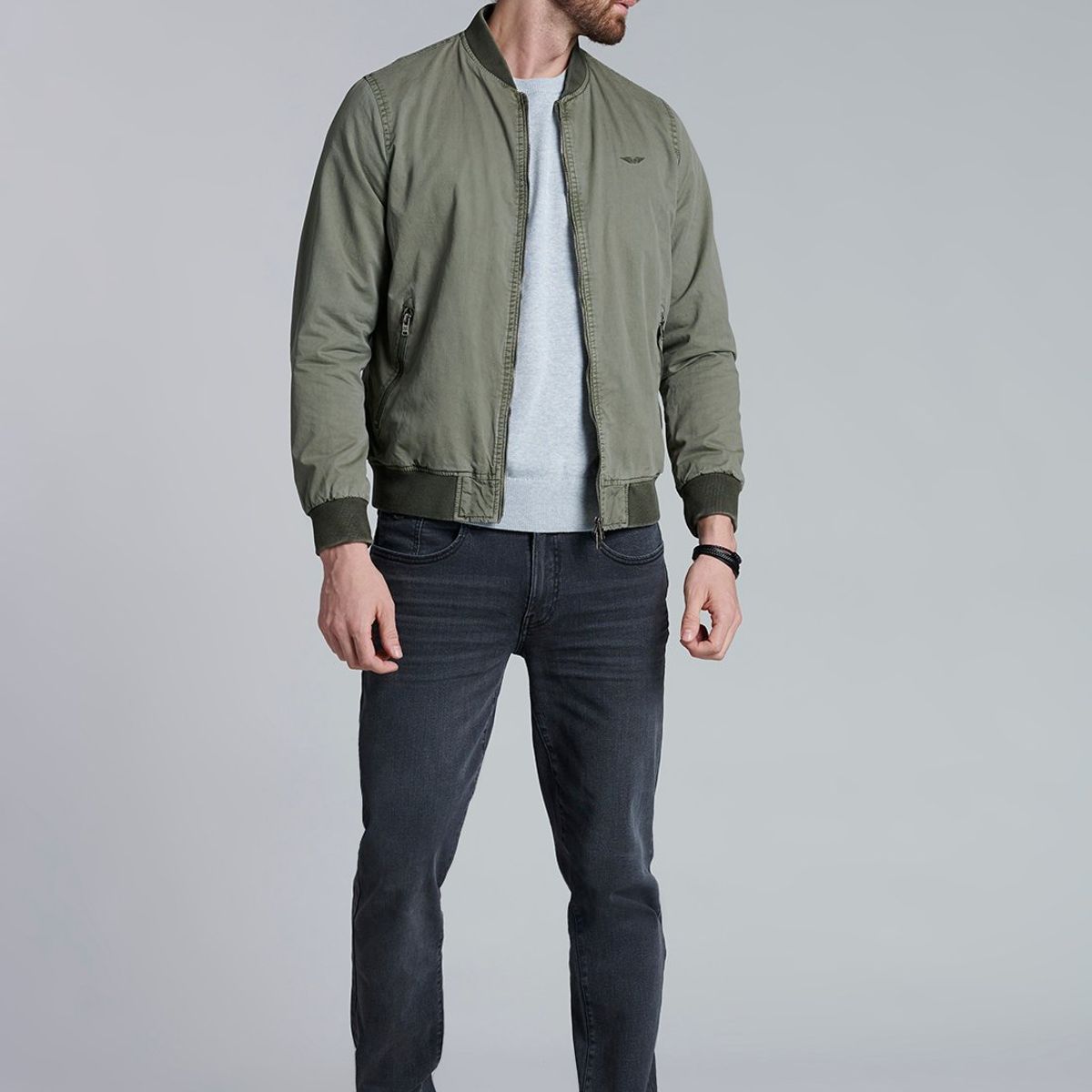 FEROUCH - Chaqueta Bomber Garment Dyed Fj Verde Ferouch