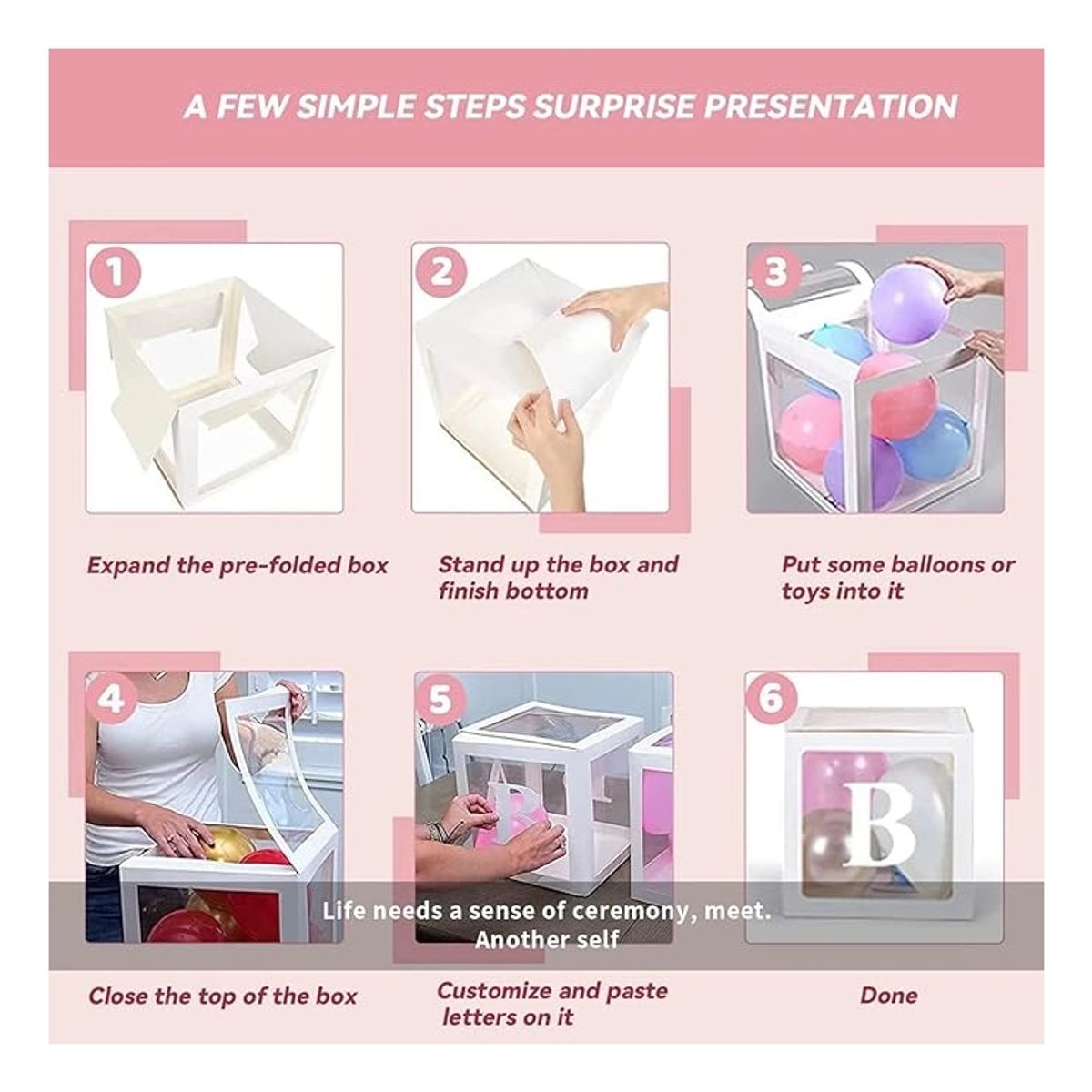 GENERICO - Set 4 Cajas Cubo Para Globos Decoración De Baby Shower