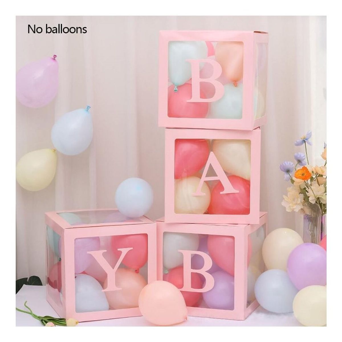 GENERICO - Set 4 Cajas Cubo Para Globos Decoración De Baby Shower