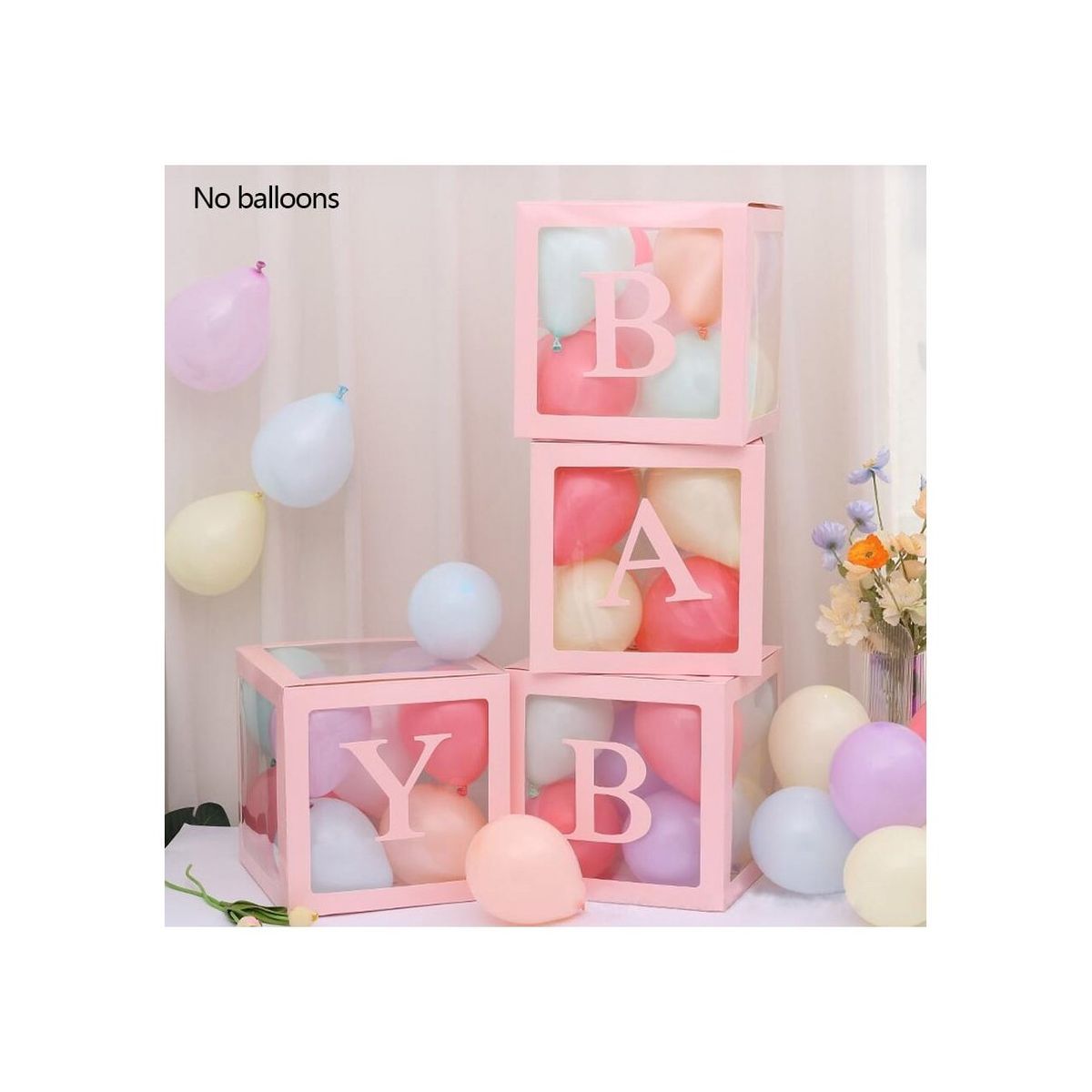 GENERICO - Set 4 Cajas Cubo Para Globos Decoración De Baby Shower