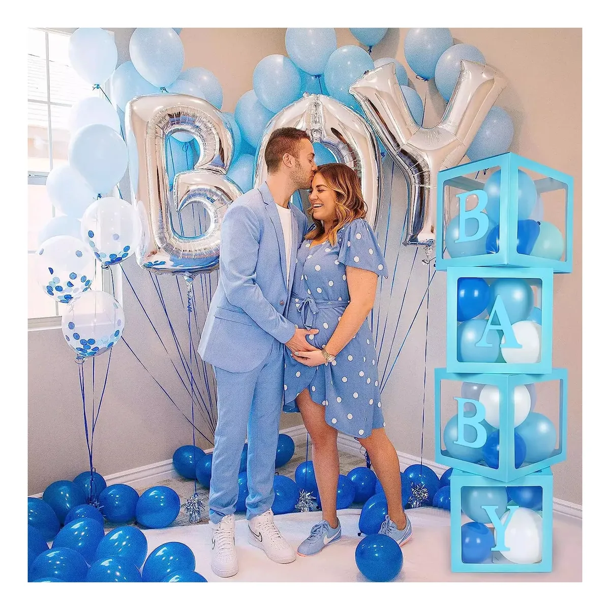 GENERICO - Set 4 Cajas Cubo Para Globos Decoración De Baby Shower