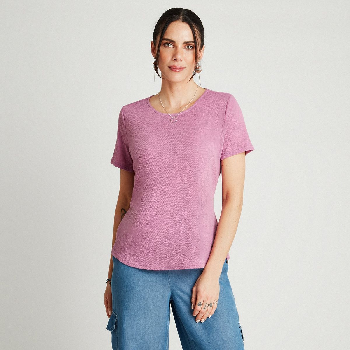 CURVI - Polera Lila Manga Larga Cuello Redondo CURVI_.