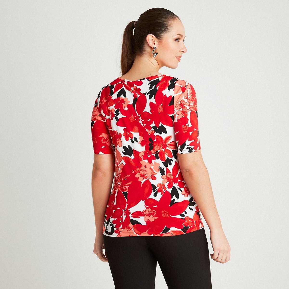 LORENZO DI PONTTI - Polera Rojo Manga Codo Cuello Redondo LORENZO DI PONTTI