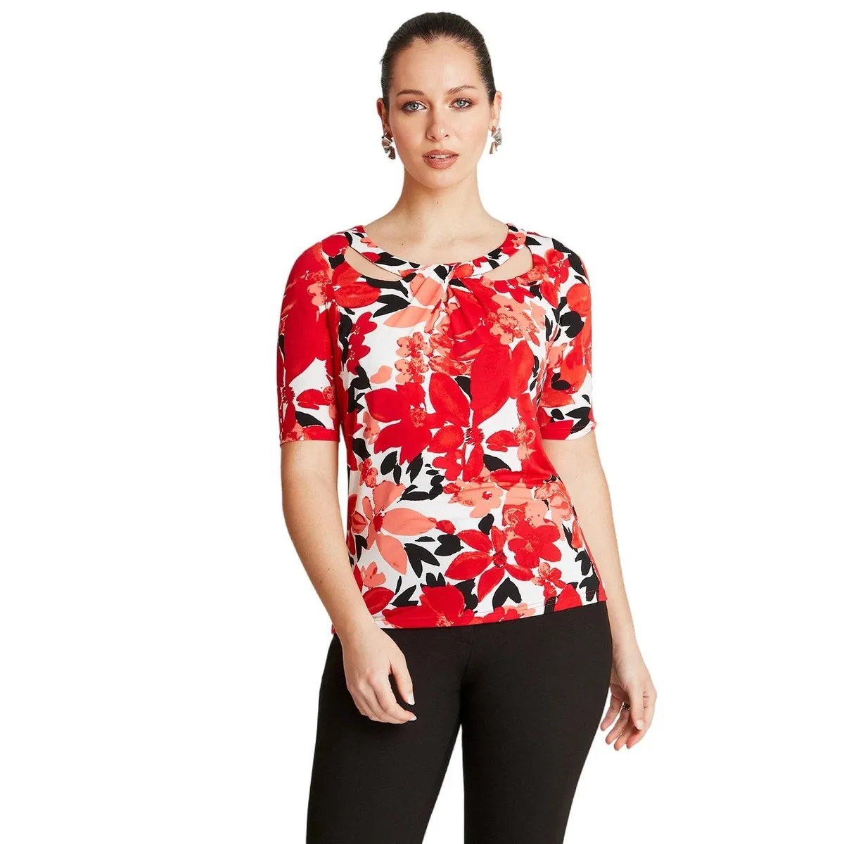 LORENZO DI PONTTI - Polera Rojo Manga Codo Cuello Redondo LORENZO DI PONTTI