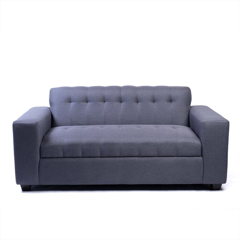 MUEBLES NEW - SOFA DOS CUERPOS GRIS OSCURO LINO
