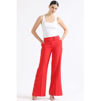 Imagen 2 del producto Pantalon Flare Tiro Alto Con Broches, Rojo
