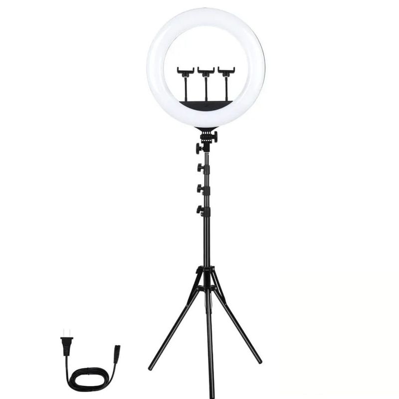 IRM - ARO DE LUZ CON TRIPODE EXTENSIBLE TRIPLE SOPORTE CELULAR