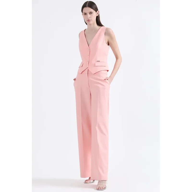 LIOLA - Pantalon Ancho, Tiro Alto, Rosa Liola