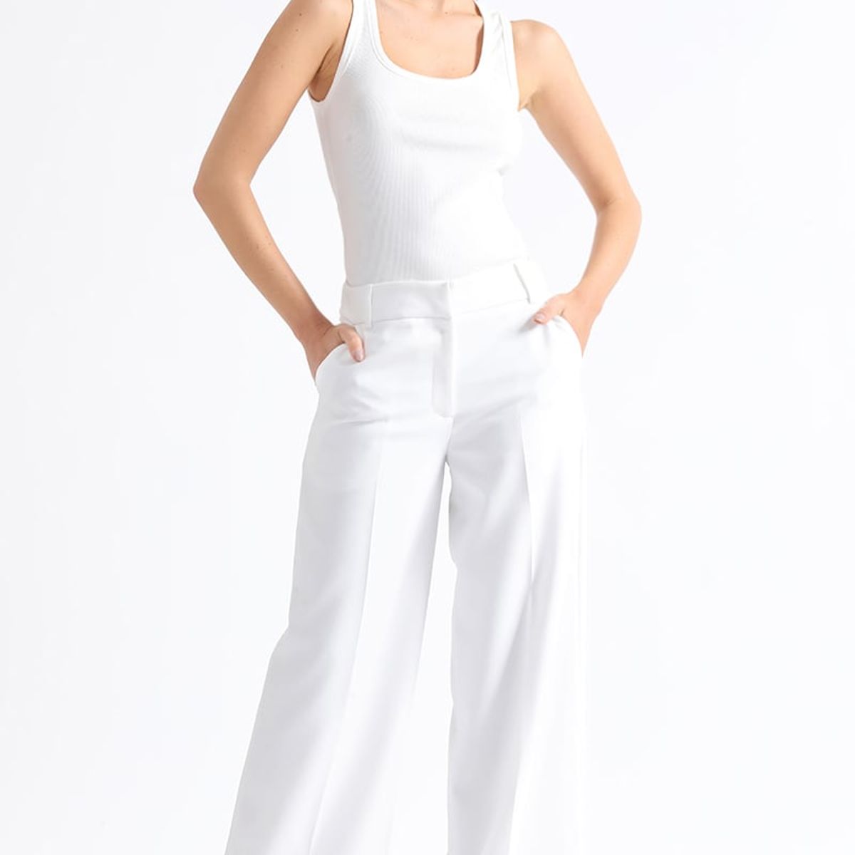 LIOLA - Pantalon Recto Tiro Alto, Crudo Liola