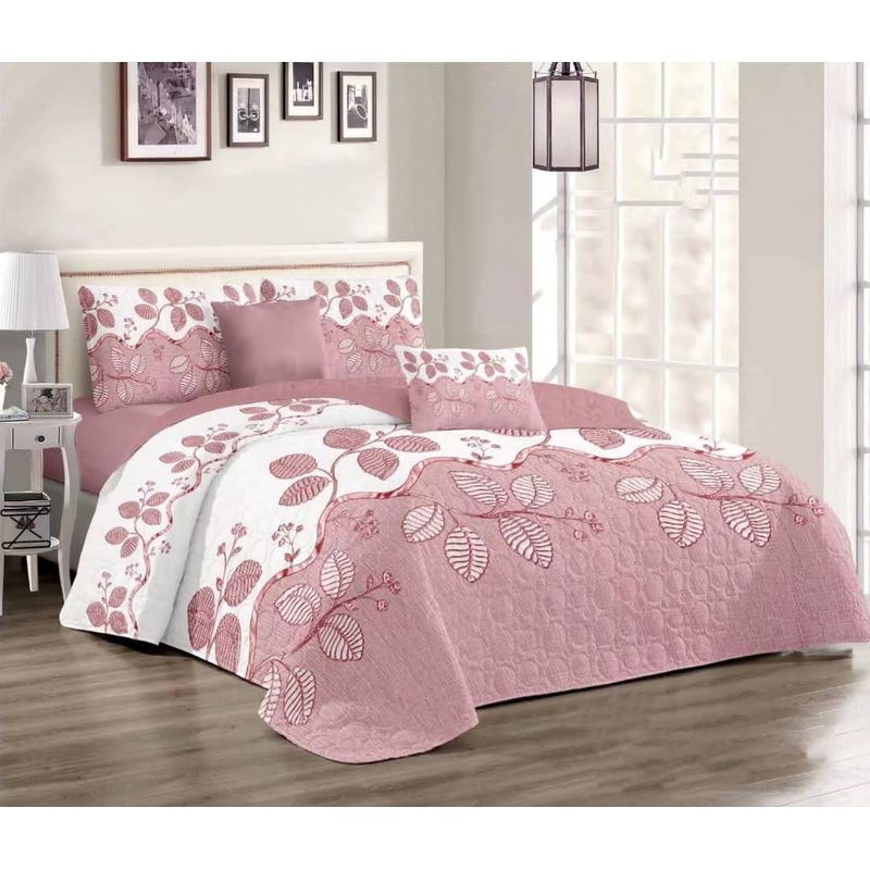 GENERICO - CUBRECAMA QUILT DE VERANO 2 PLAZA DISEÑO PALO ROSA TF
