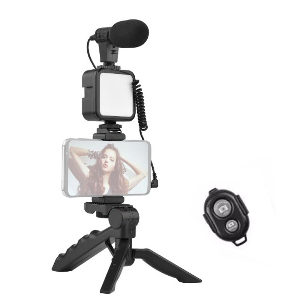 GENERICO - Kit De Video Vlogging Con Microfono/Luz/Tripode - Crazygames