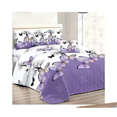 GENERICO - CUBRECAMA QUILT DE VERANO 2 PLAZA DISEÑO MARIPOSA LILA TF
