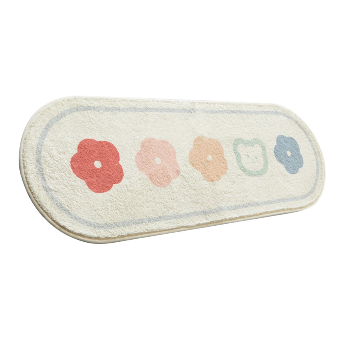 CRUSEC - Alfombra Larga Ovalada Peluda Dormitorio Flores 120x40cm