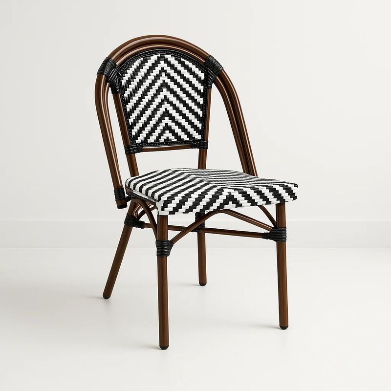 KLIK - Silla Bistro Parisina Rattan - Blanca con negro KLIK