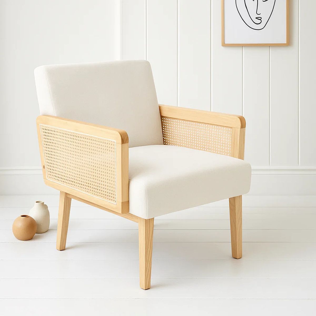 KLIK - Sillon madera rattan relaxia - Blanco KLIK