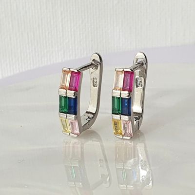 Imagen 2 del producto Aro Argolla de plata con circones de colores