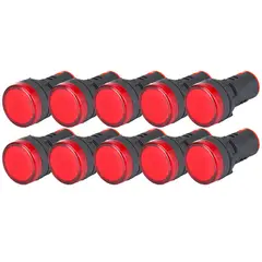 SOLIOT - Luz Piloto Led Rojo 22mm 220v Pack 10 Unidades
