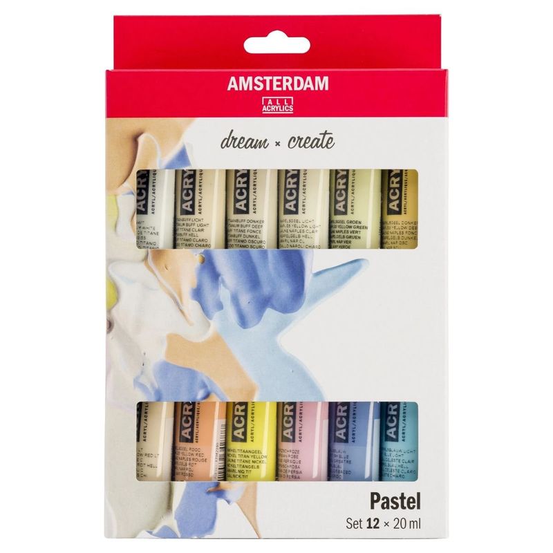AMSTERDAM - Acrílico Amsterdam Pack 12 Colores 20ml Pasteles