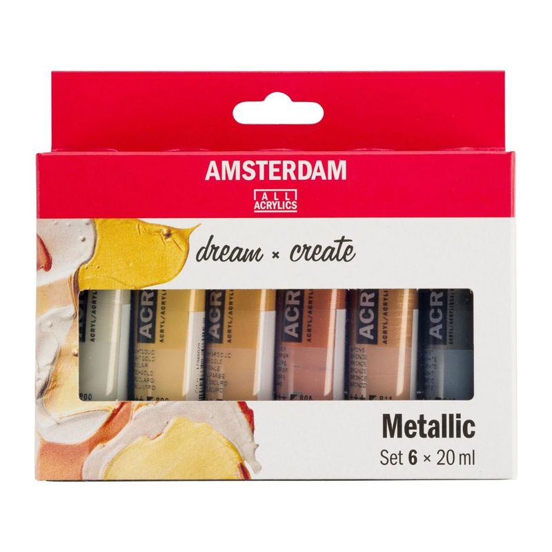AMSTERDAM - Acrílico Amsterdam Pack 6 Colores 20ml Metálicos