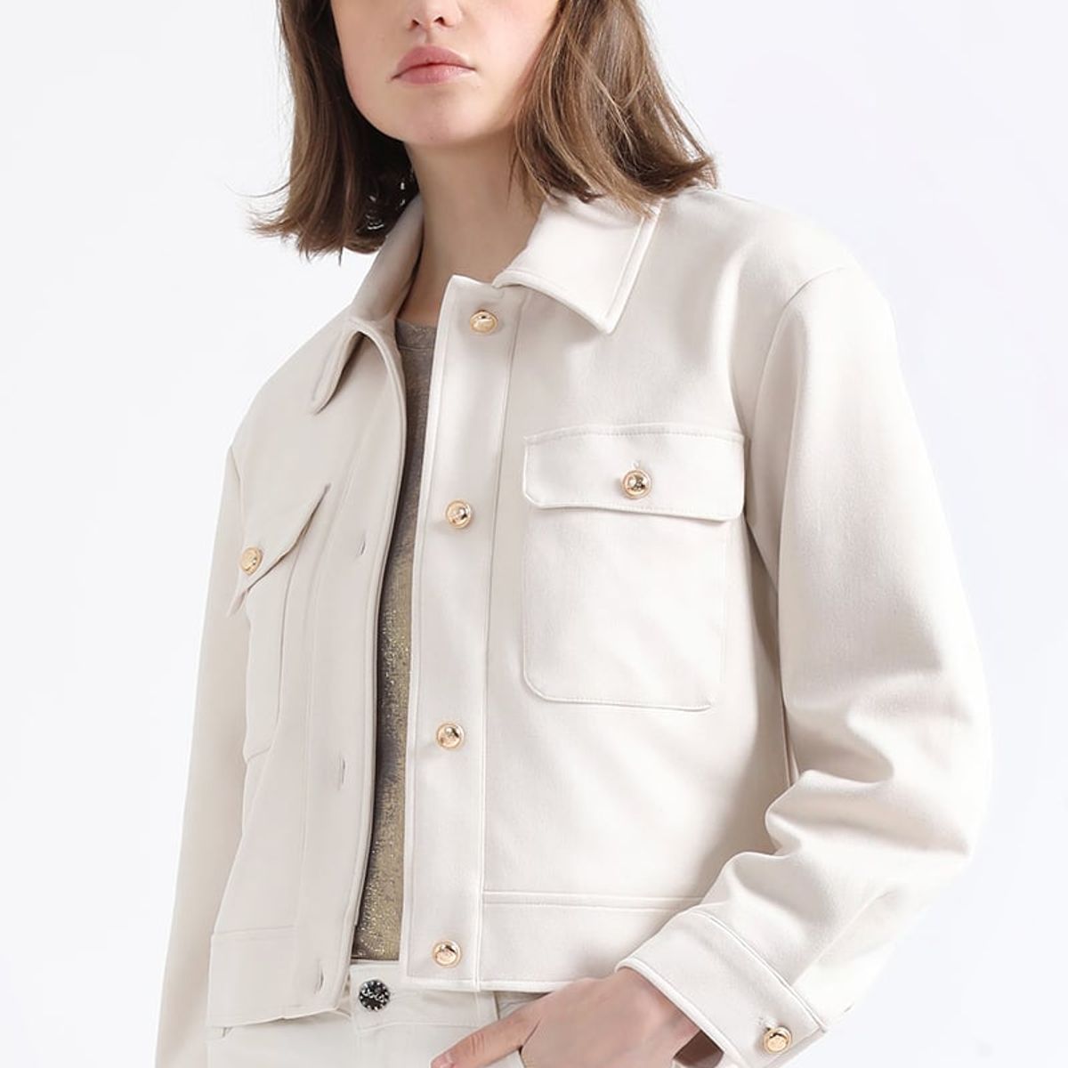 LIOLA - Chaqueta Cargo, Efecto Gamuza, Crudo Liola