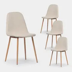KLIK - Pack de 4 Sillas Spoon Terciopelo - Crema