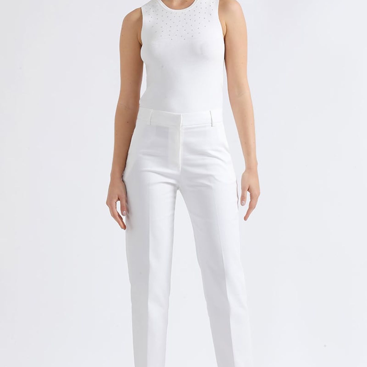 LIOLA - Pantalon Sastre Tiro Alto, Crudo Liola