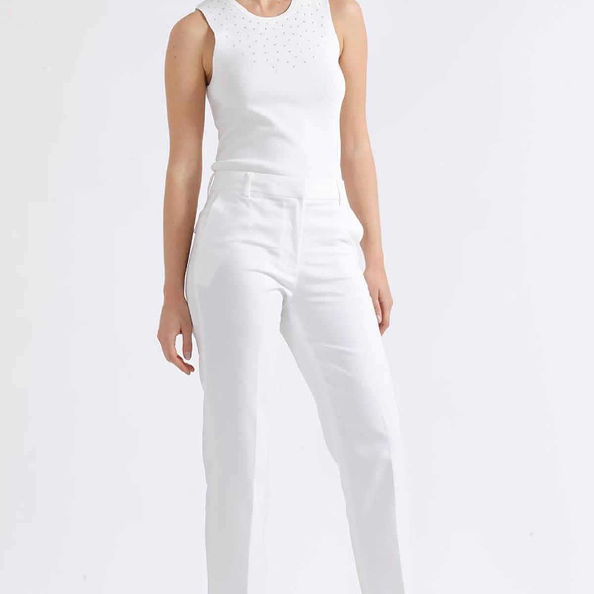 LIOLA - Pantalon Sastre Tiro Alto, Crudo Liola