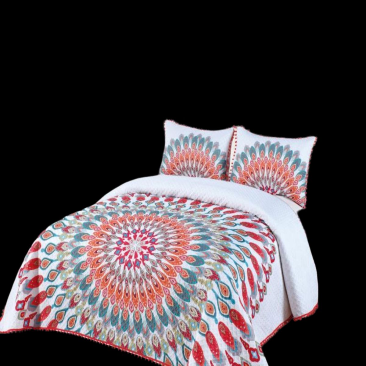 GENERICO - Cubrecama Ligero De Verano Con Pompones - Elegantes 2P