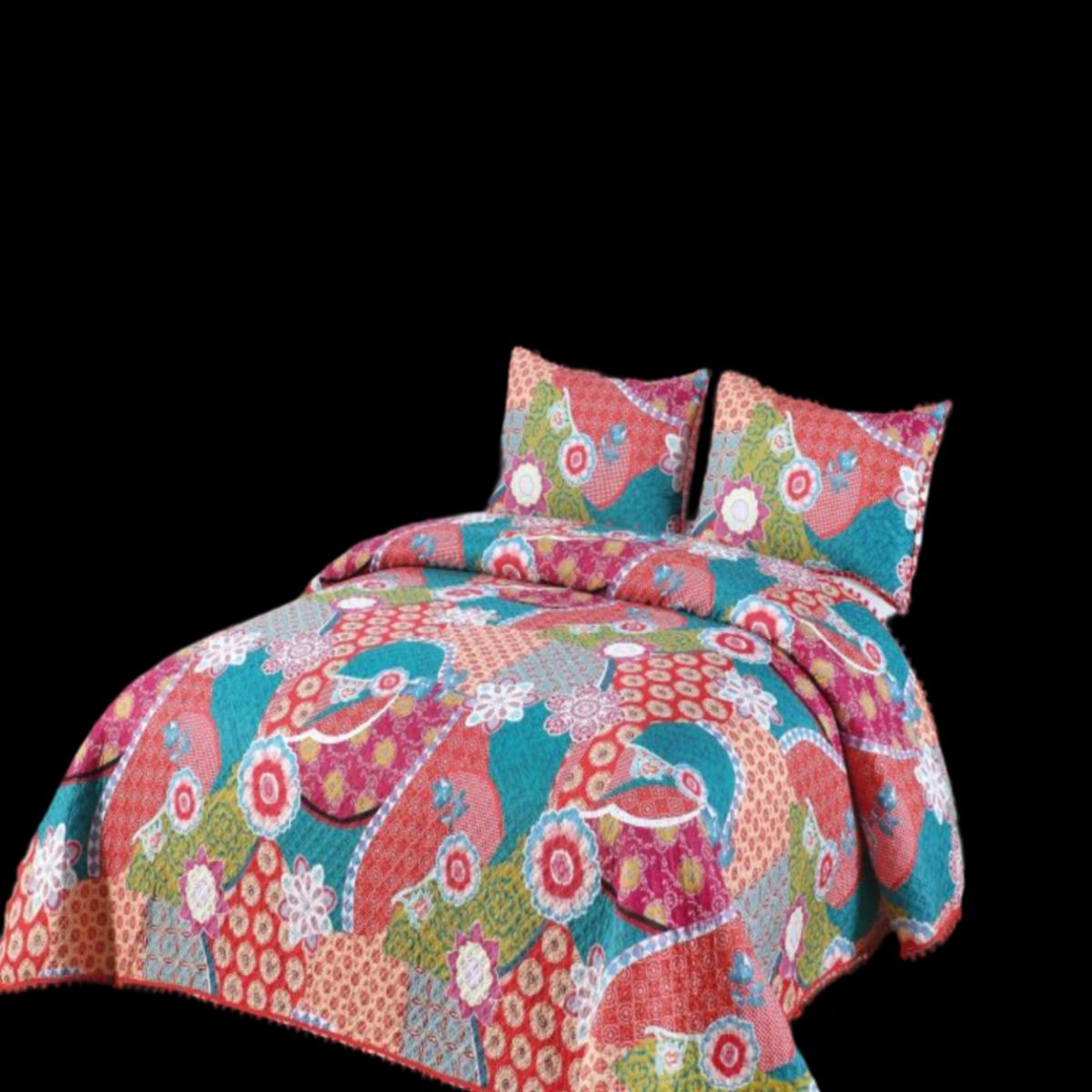 GENERICO - Cubrecama Ligero De Verano Con Pompones - Elegantes KING  Super King