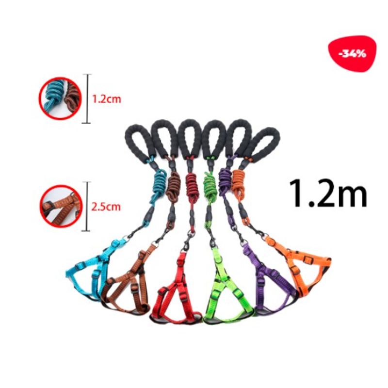 GENERICO - CORREA PARA MASCOTA TEJIDA DISEÑO SURTIDO 12M  12CM 25CM