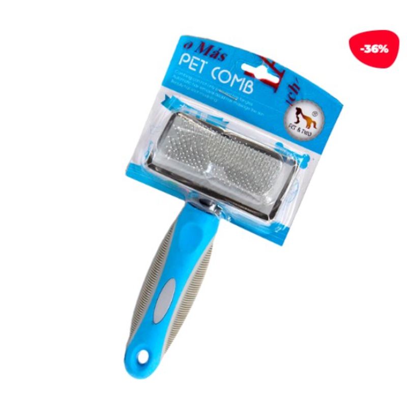 GENERICO - CEPILLO PARA MASCOTA METAL  PLASTICO 17X9CM