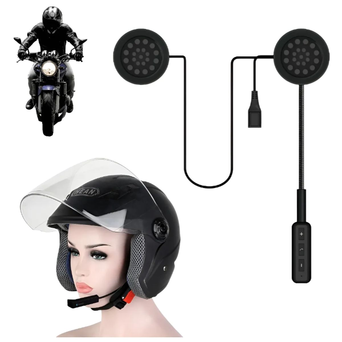 GENERICO - Manos Libres Casco Moto Audífonos Bluetooth Con Micrófono