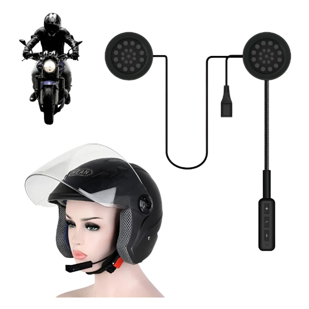 GENERICO - Manos Libres Casco Moto Audífonos Bluetooth Con Micrófono