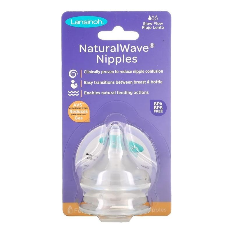 MAM - Tetina Mamila Lansinoh Momma Natural Wave Flujo Lento X 2