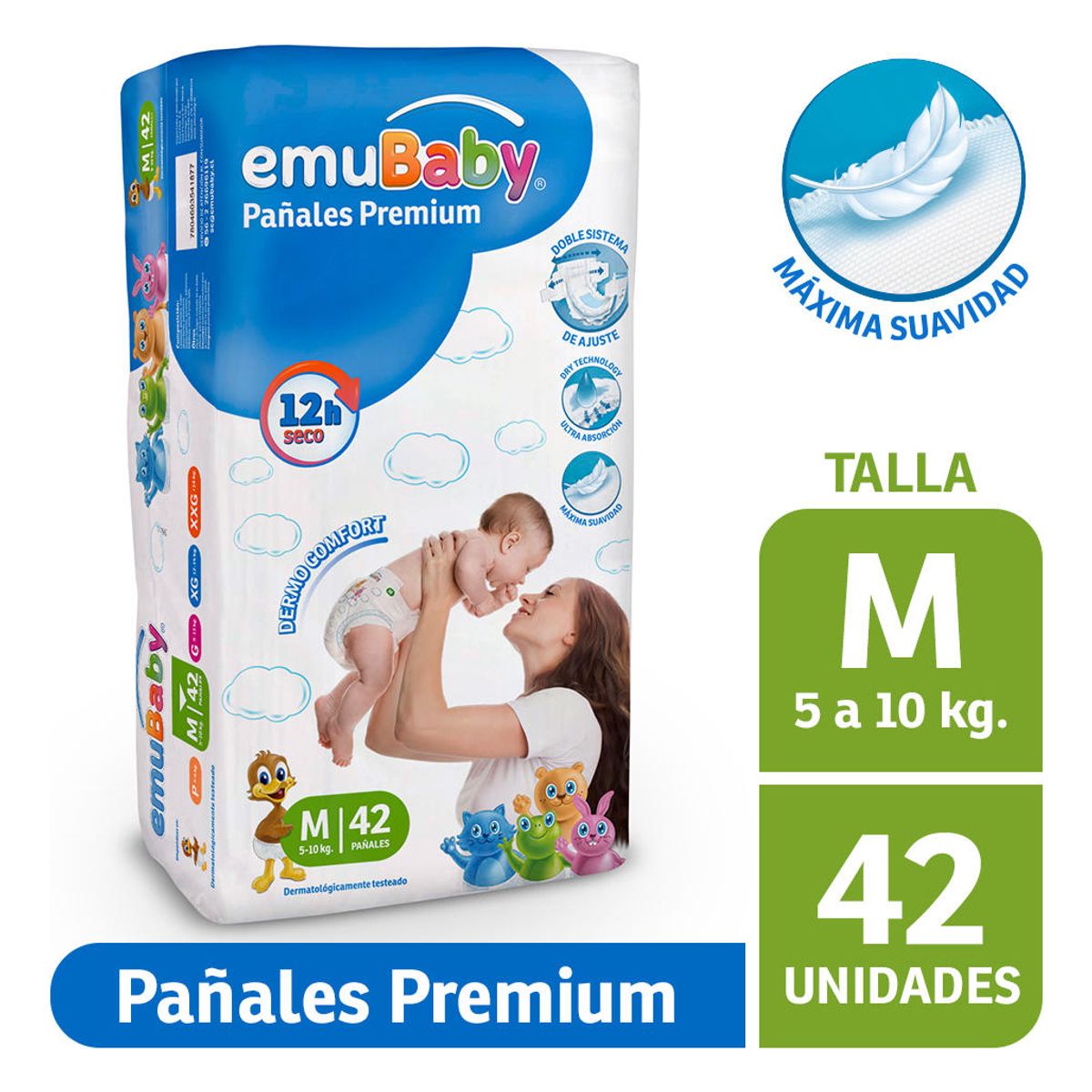 EMUBABY - Pañal Desechables Emubaby Premium Talla M X 42u