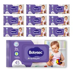 BABYSEC - Toallas Húmedas Premium 10 Paquetes 45 Toallitas Cu