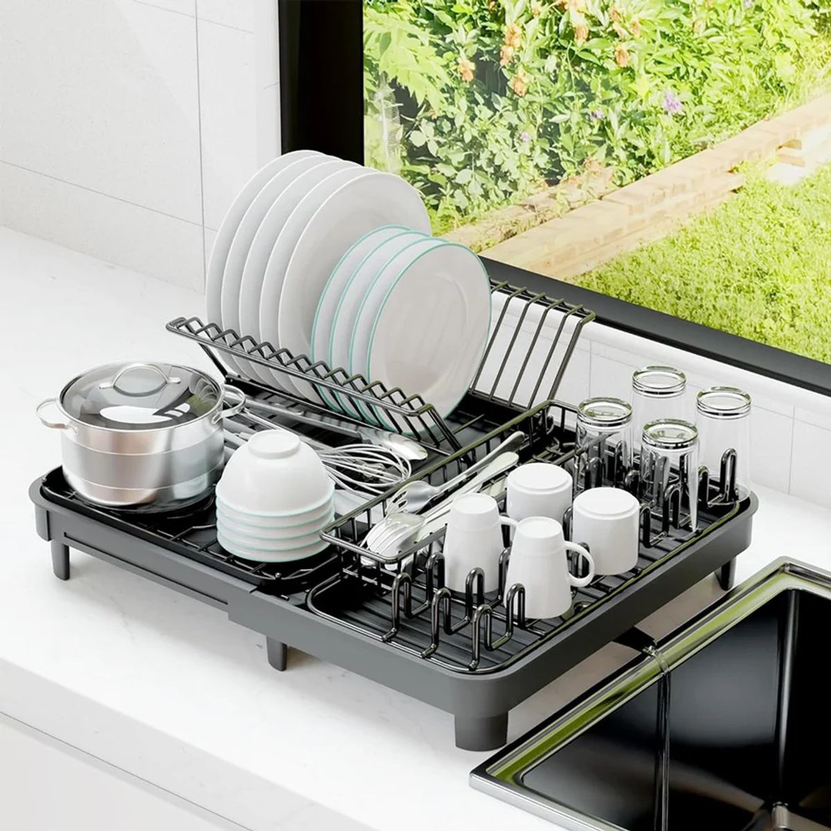 GENERICO - Escurridor Secaplatos-loza  Plegable Acero Inoxidable