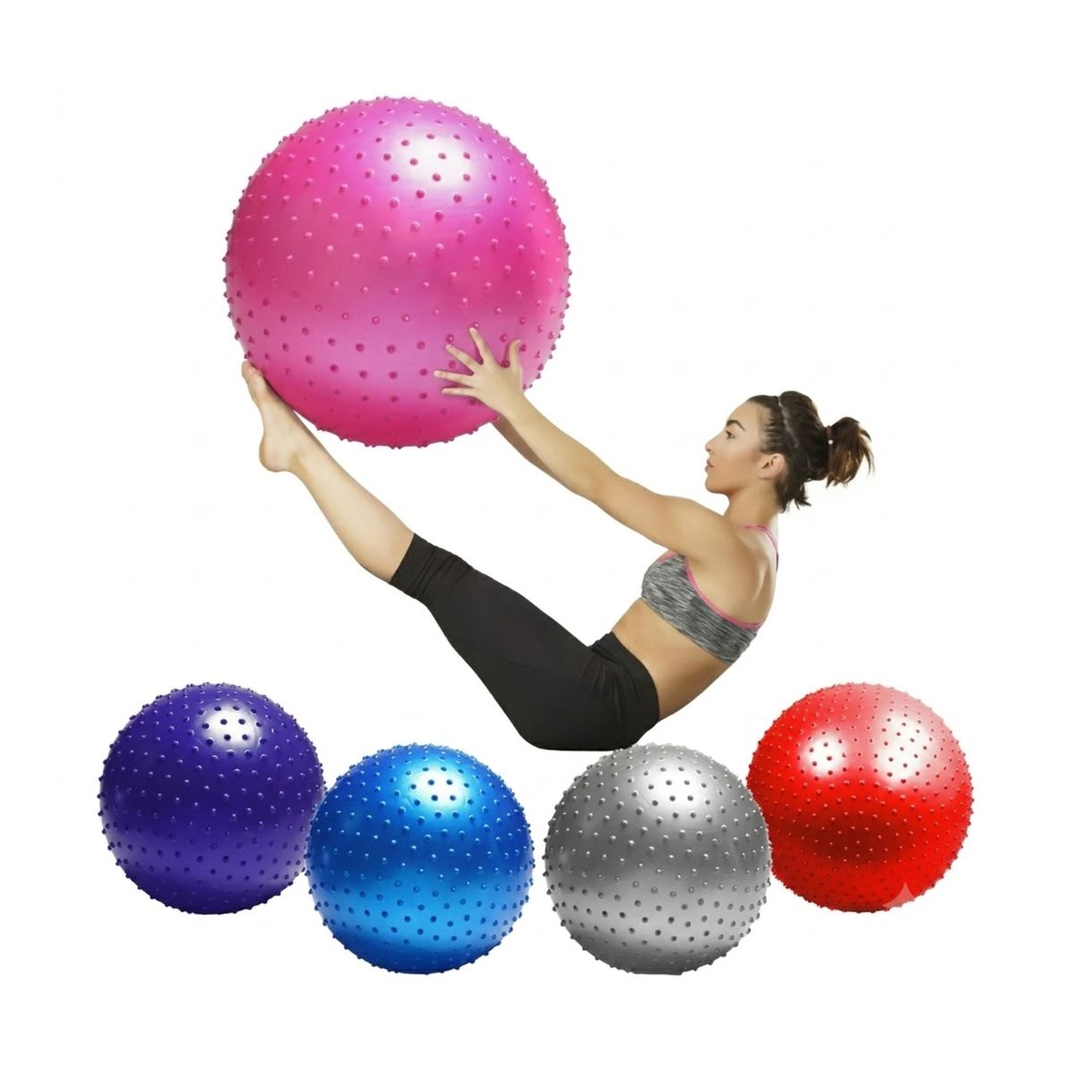 AK SPORT - Pelota Balón Pilates Yoga Masaje Erizo 75cm Ak- Sport