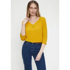 MA GRIFFE - Polera Lisa Mostaza Magriffe