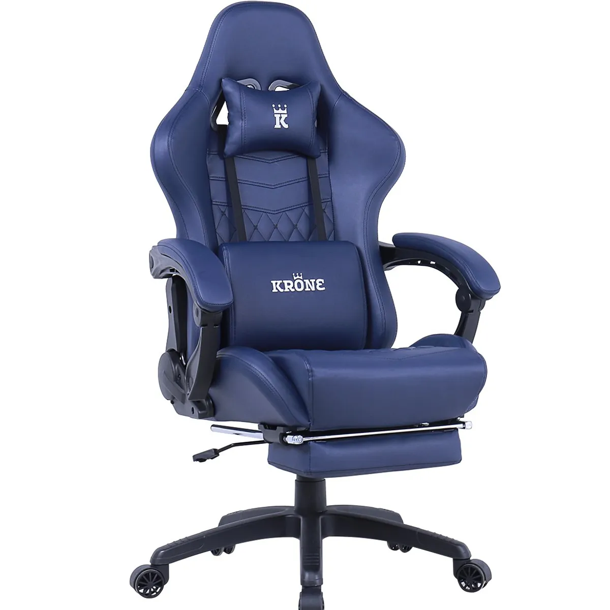 KRONE GAMING - Silla Gamer Escritorio Oficina Krone XL Masajeador y Apoyapiés - Azul