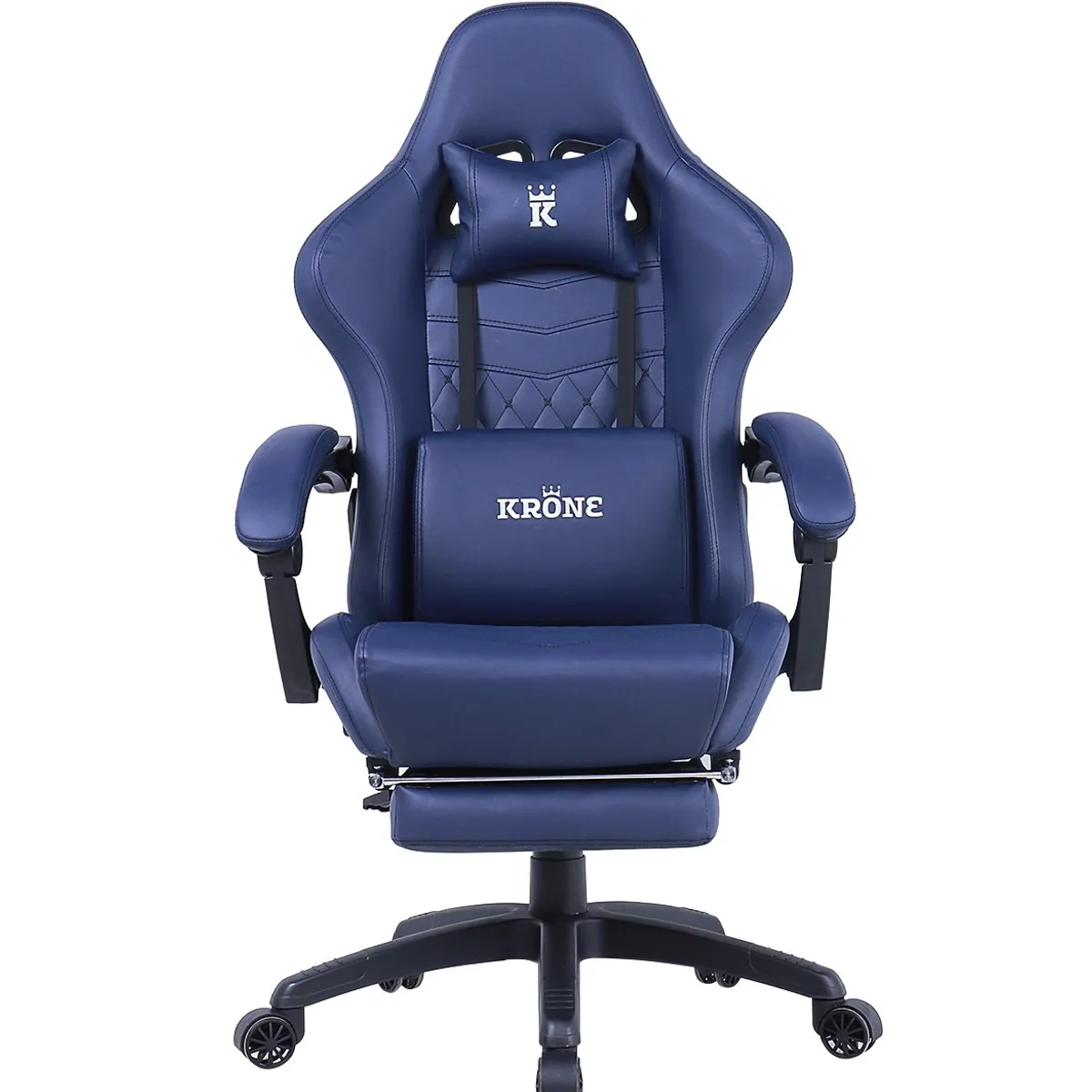 KRONE GAMING - Silla Gamer Escritorio Oficina Krone XL Masajeador y Apoyapiés - Azul