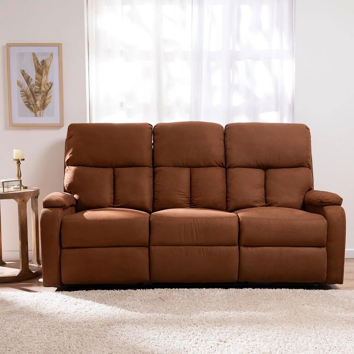 DANIELS - Sofá 3 Cuerpos Reclinable Moderno Matheus Café Vs8070sbr