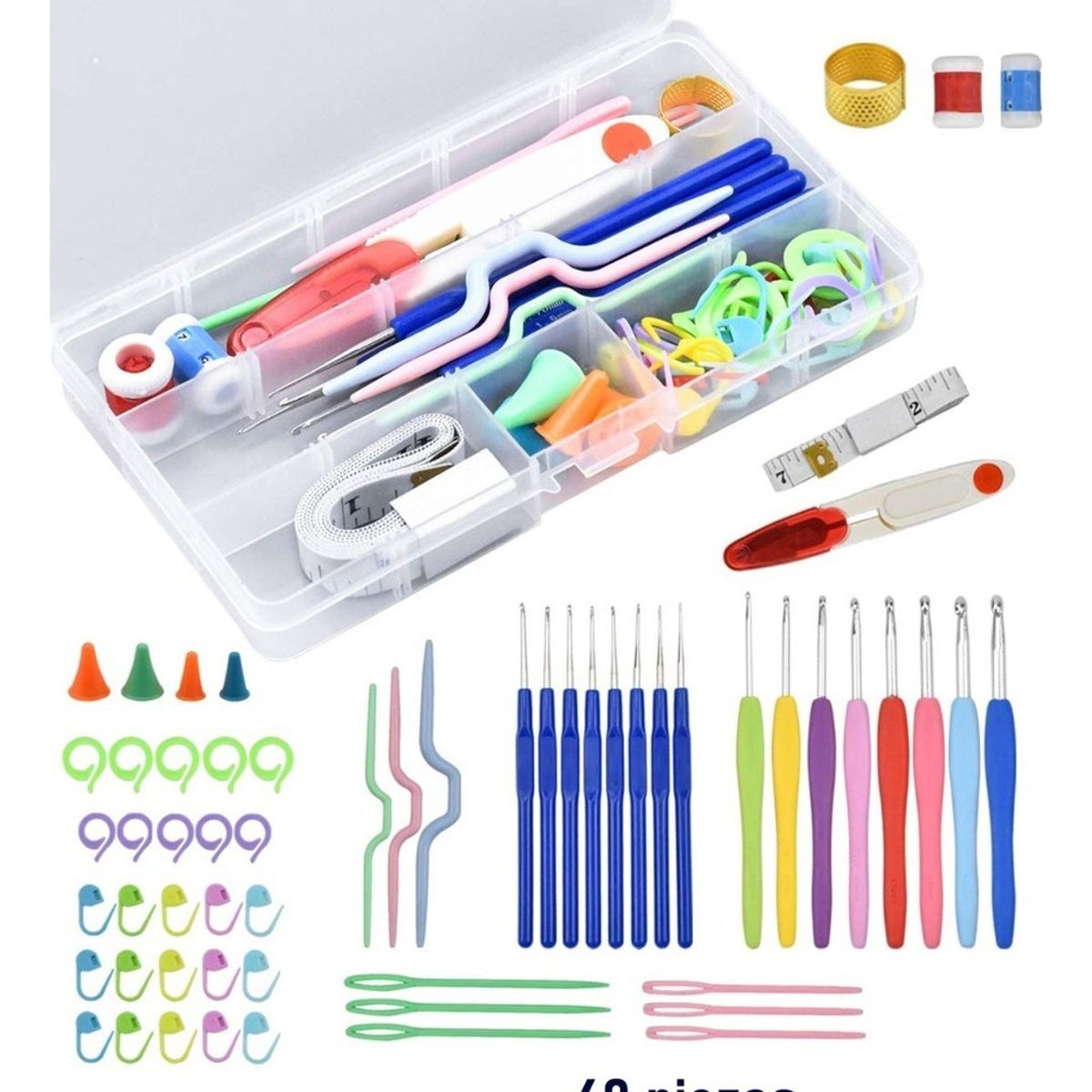 U BUY - Set De Crochet Completo Con Caja Organizadora - 53 Piezas