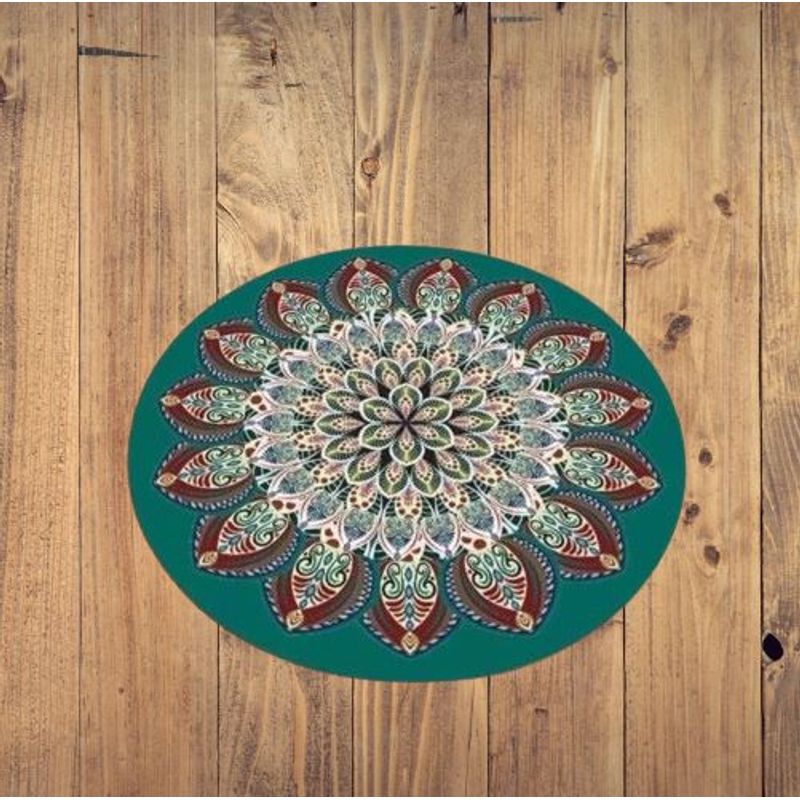 GENERICO - ALFOMBRA REDONDA ANTIDESLIZANTE 160X160 DISEÑO 3D MANDADA TURQUESA WYN