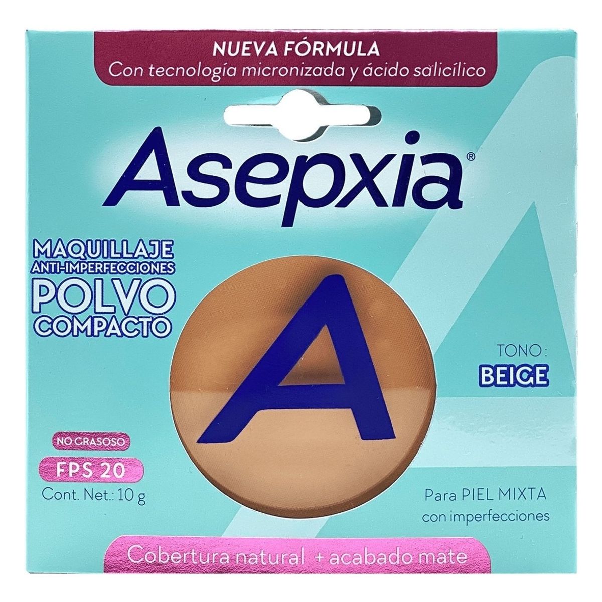 GENOMMA LAB - Asepxia Maquillaje Polvo Compacto Beige Mediano 10 Gr