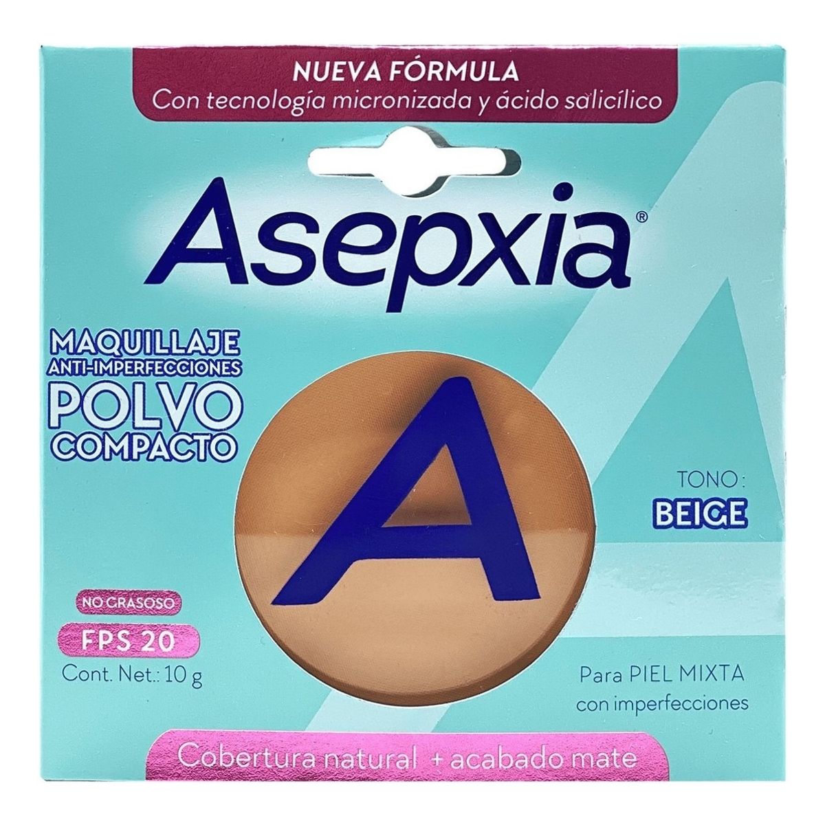 GENOMMA LAB - Asepxia Maquillaje Polvo Compacto Beige Mediano 10 Gr