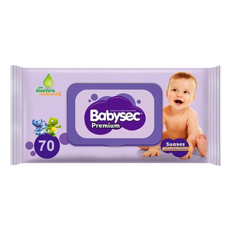 BABYSEC - Toallas Humedas Babysec Aloe & Vitamina E 70 Unidades