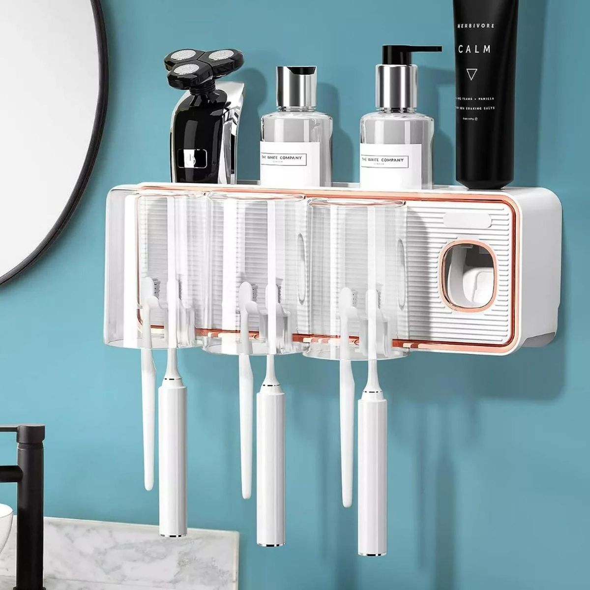 IMPORTCLICK - Dispensador Automático Pasta Dientes Porta Cepillo Blanco IMPORTCLICK