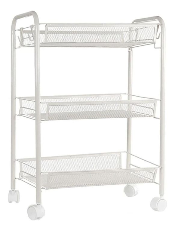 Organizador Repisa 3 Niveles Ruedas Metal Blanco 63x27x45 CM
